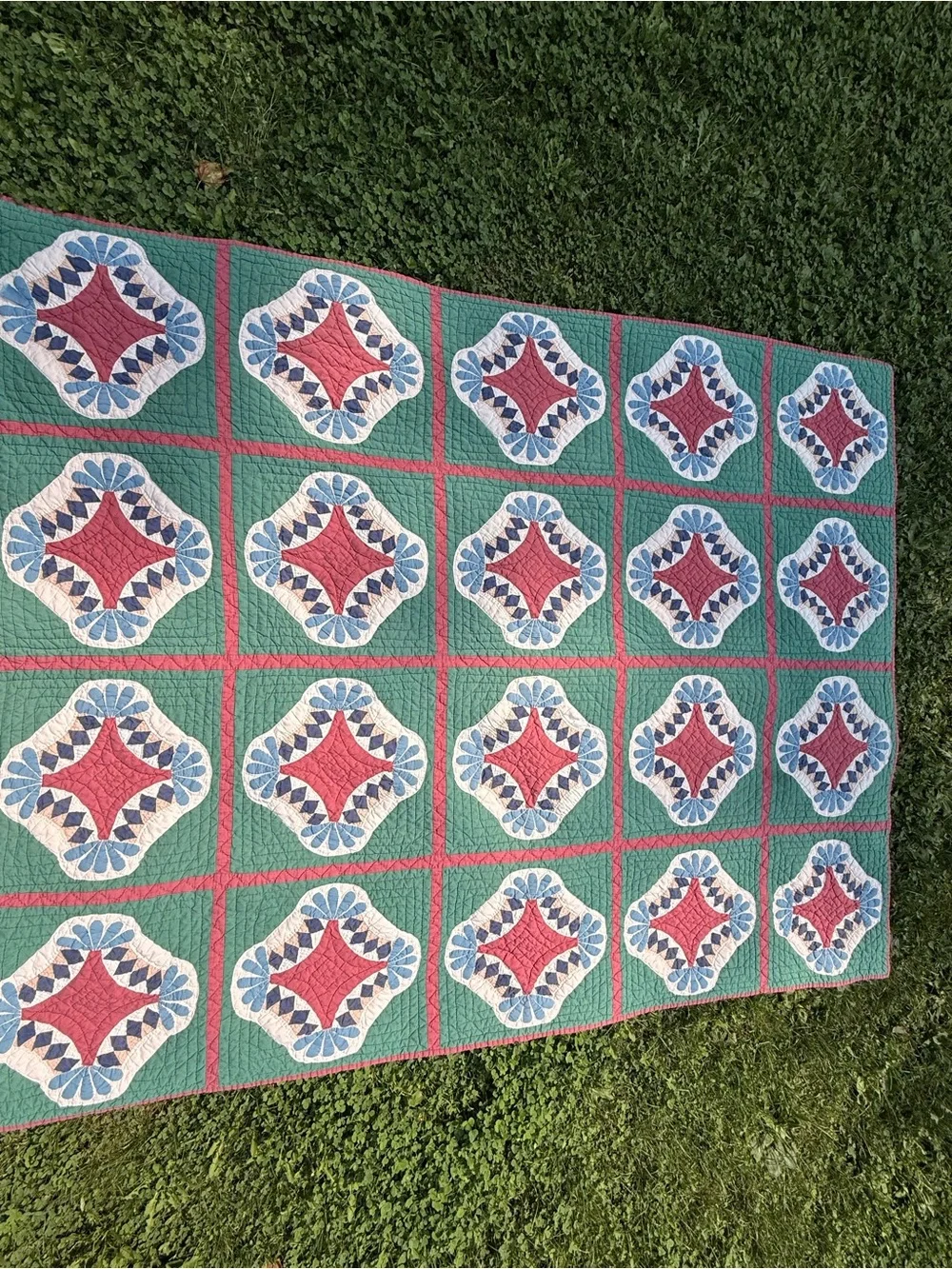 Vintage Bob Timberlake, Red & Blue Patchwork Quilt - 75” x 60”